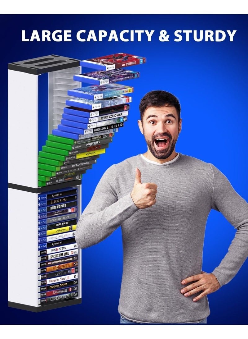 دوبي حامل تخزين ألعاب الفيديو، حامل أقراص ألعاب عالمي لأجهزة PS5/ PS4/ PS3/ Switch/ Xbox Series S & X/Xbox one Game، يتسع لـ 36 قرص ألعاب - Image 3